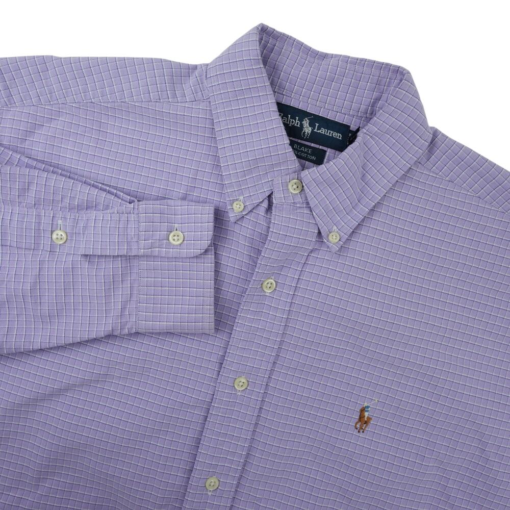 Ralph Lauren Blake Shirt Mens M Purple Check Button Down Cotton Classic Preppy